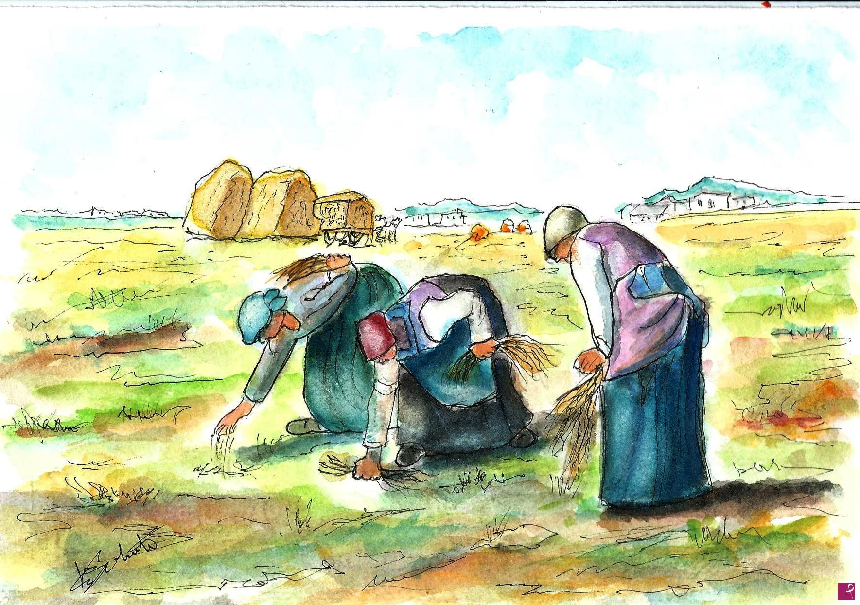 quadri in vendita online - "LE SPIGOLATRICI" di Millet Jean Francois