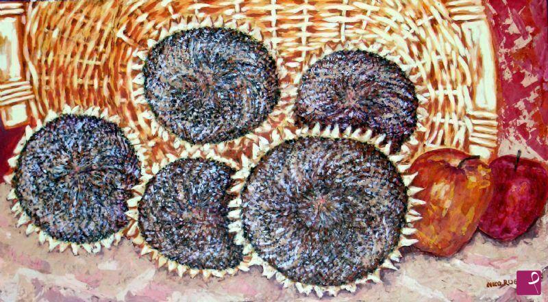 quadri in vendita online - Le spirali intrecciate dei girasoli.