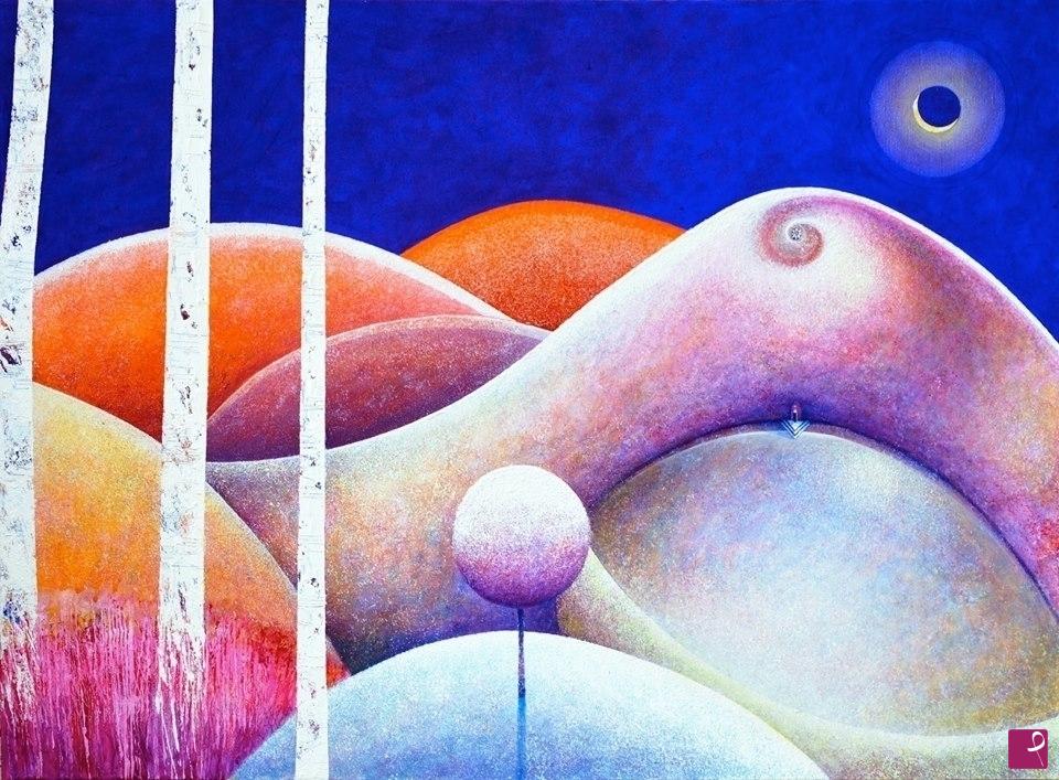 quadri in vendita online - Le tre betulle e la notte