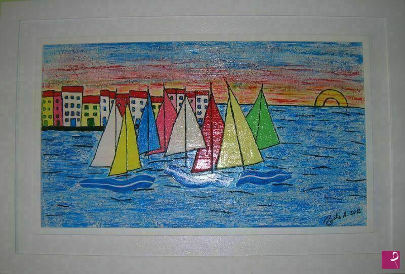 quadri in vendita online - LE VELE AL TRAMONTO