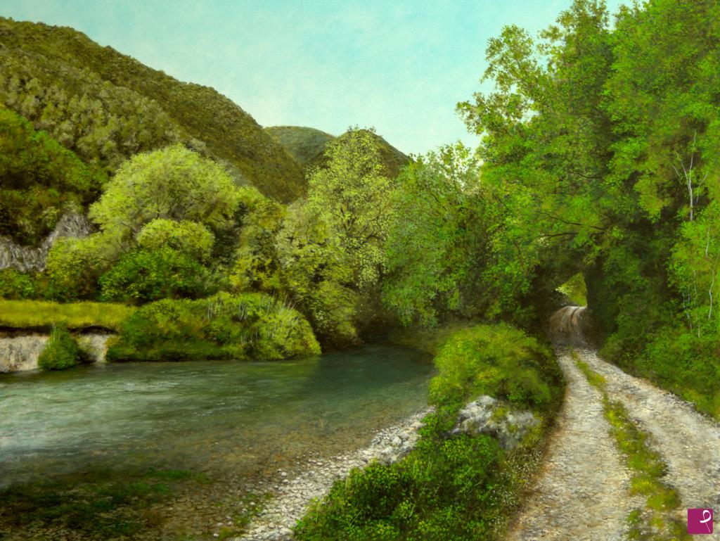 quadri in vendita online - Le vive acque del fiume Nera