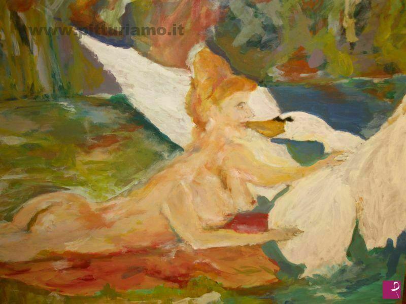 quadri in vendita online - Leda bacia il Cigno (Dettaglio)