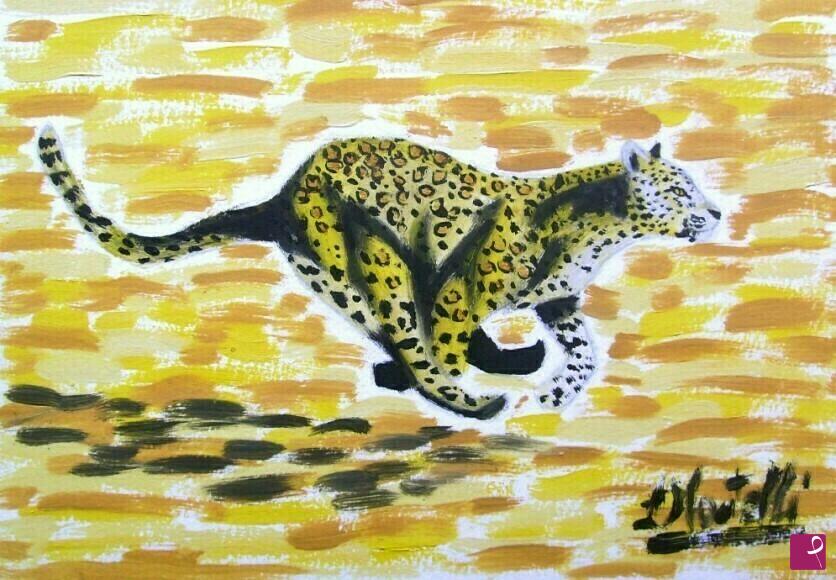 quadri in vendita online - Leopardo che corre