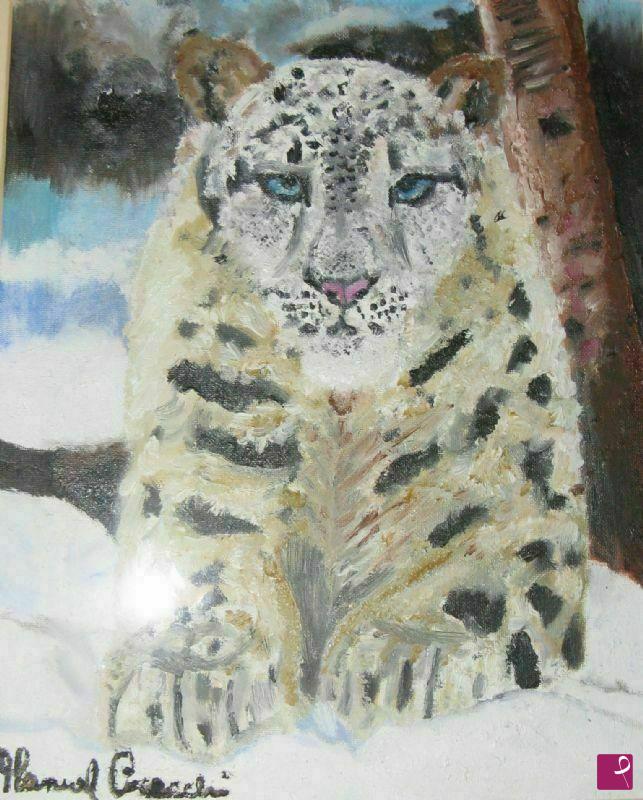 quadri in vendita online - leopardo delle nevi