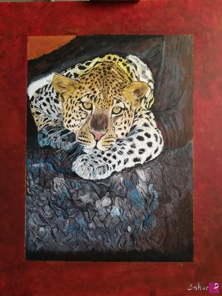 quadri in vendita online - Leopardo in riposo