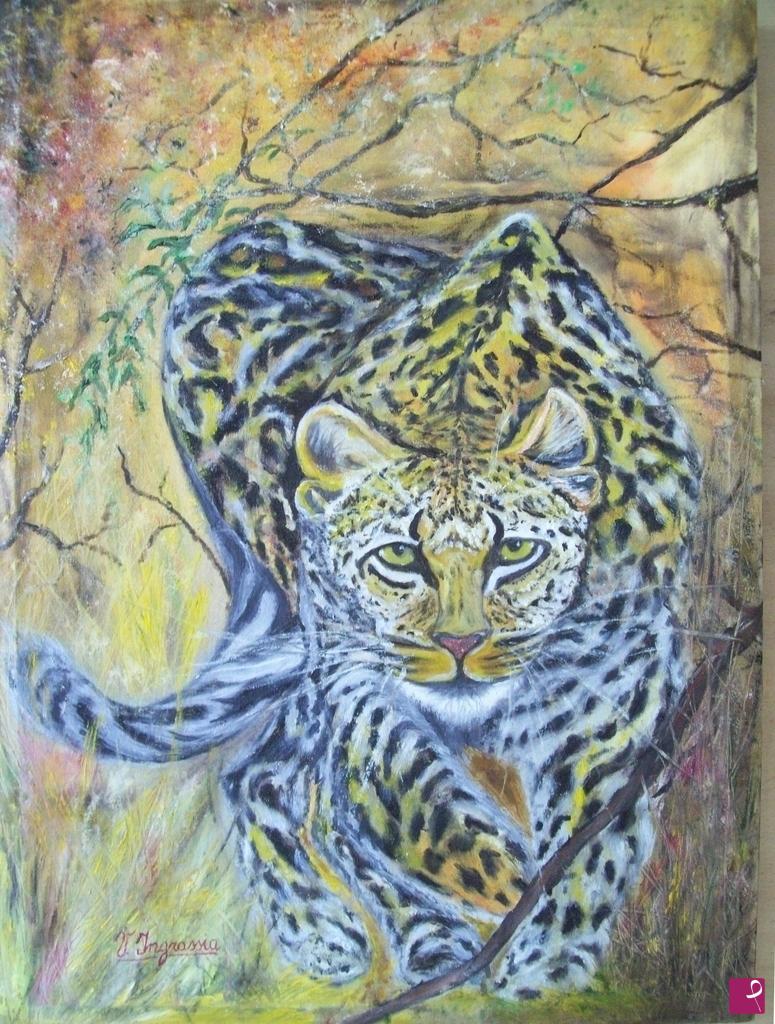 quadri in vendita online - leopardo nella macchia