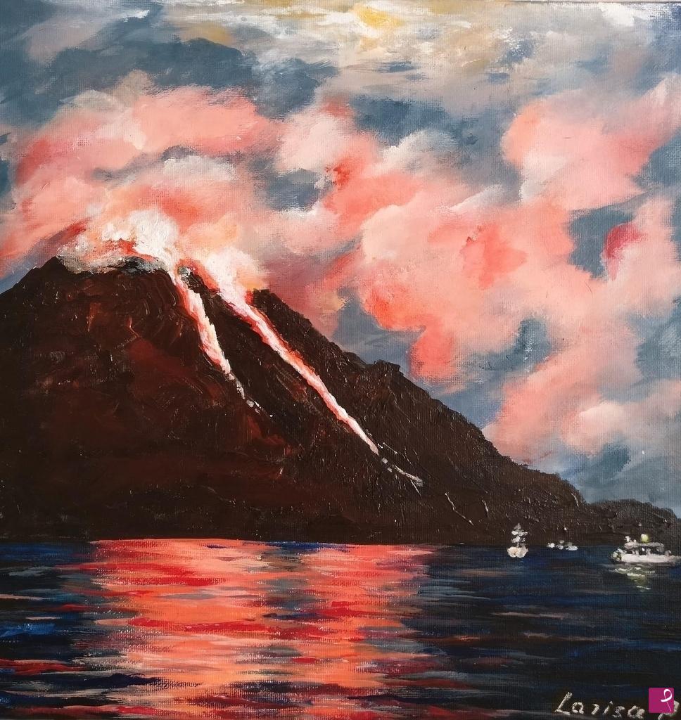 quadri in vendita online - L’eruzione di Stromboli 