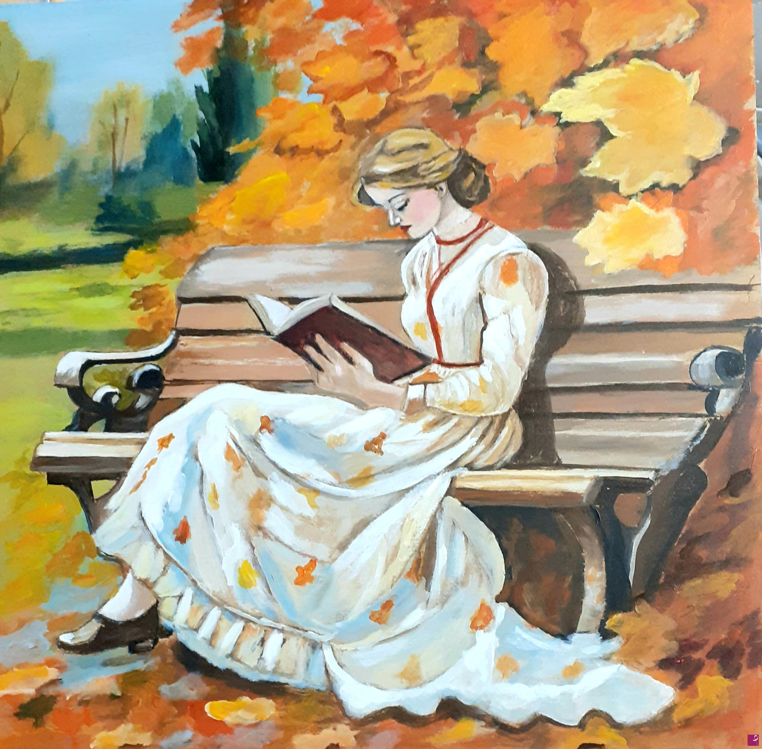 quadri in vendita online - Lettura fra i colori del'l autunno 