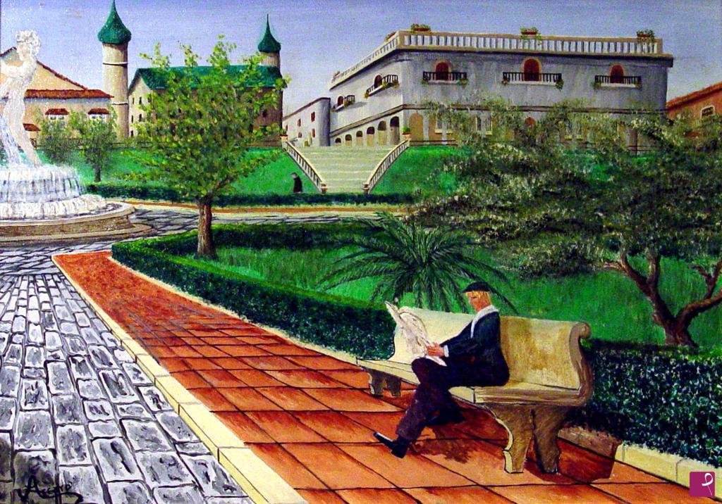 quadri in vendita online - lettura nel parco