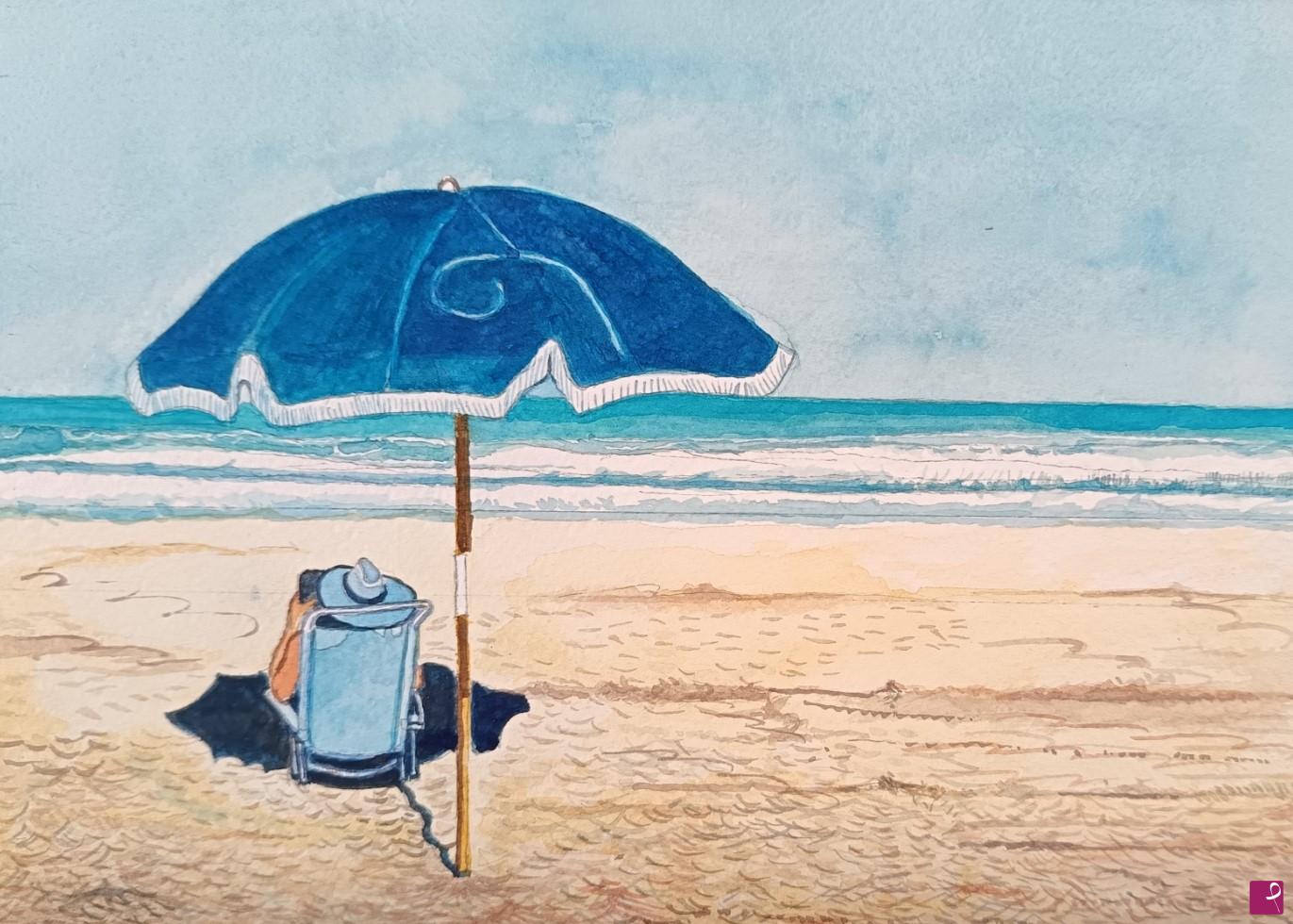 quadri in vendita online - LETTURA SULLA SPIAGGIA