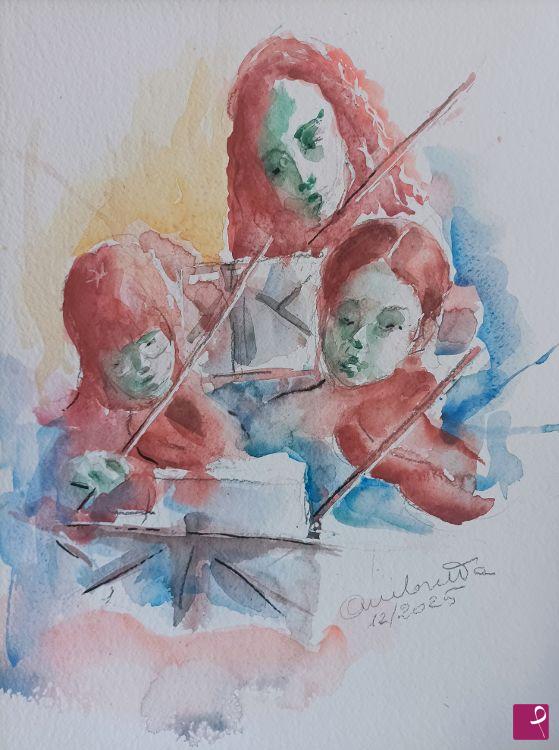 quadri in vendita online - Lezione di violino