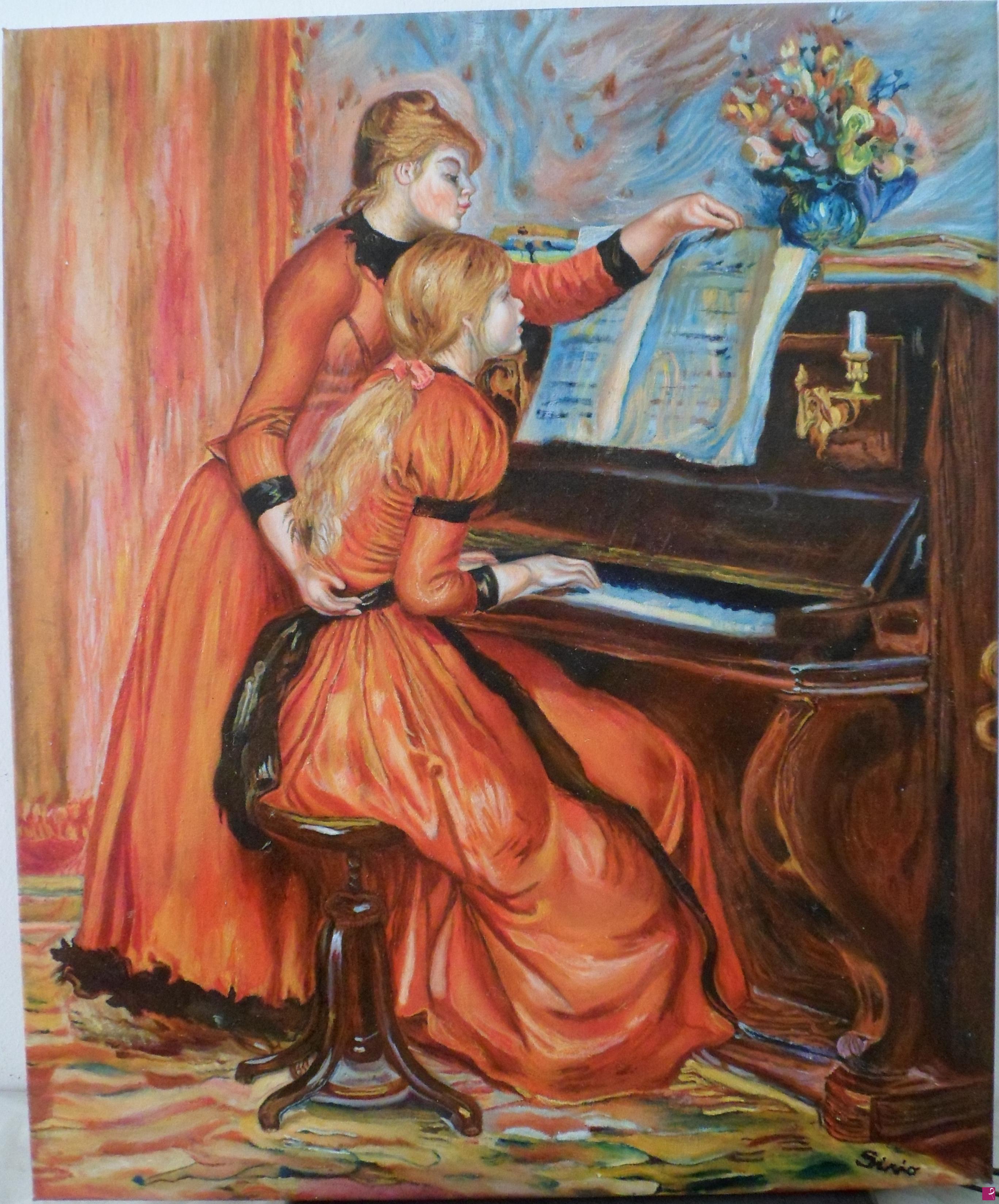 quadri in vendita online - Lezioni di pianoforte di Pierre- Auguste Renoir: copia di Lepore Sirio