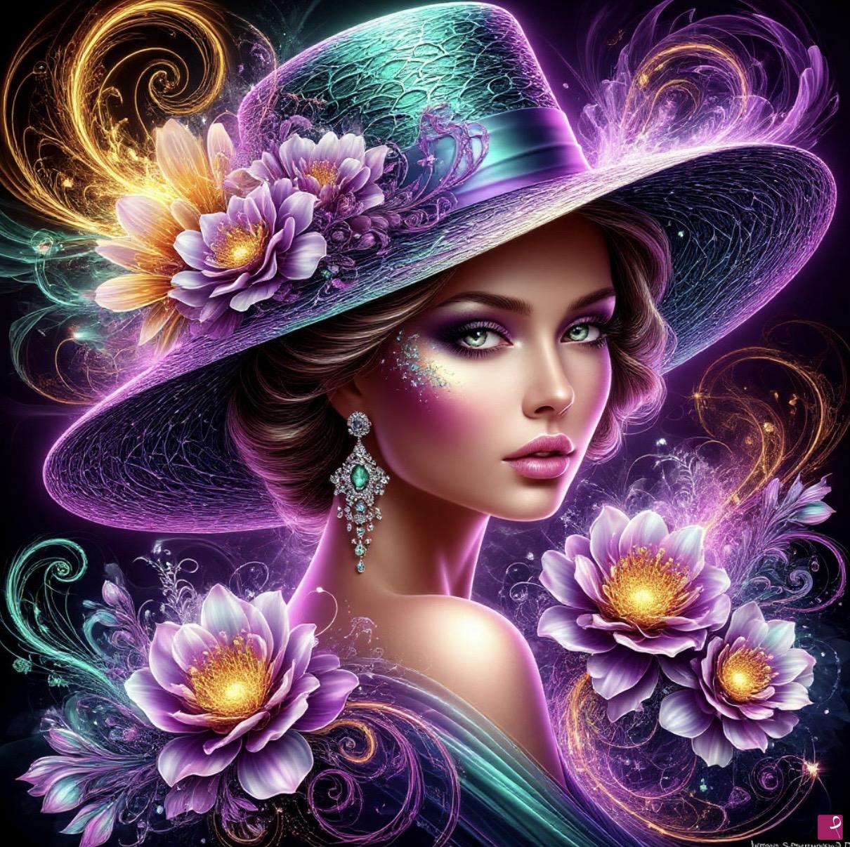 quadri in vendita online - Lilies on she hat