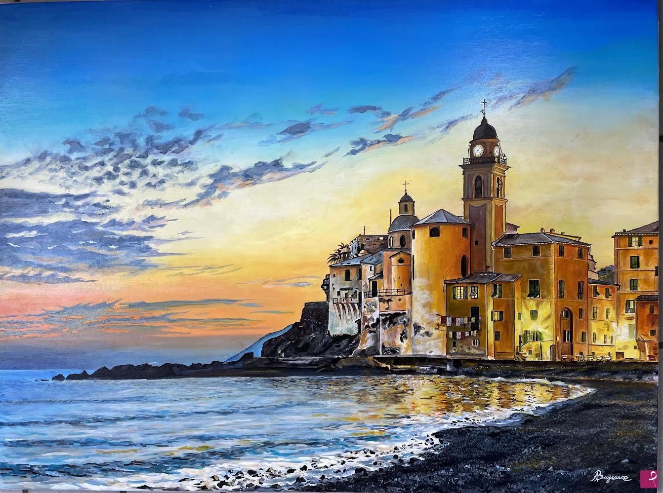 quadri in vendita online - L'imbrunire a Camogli 
