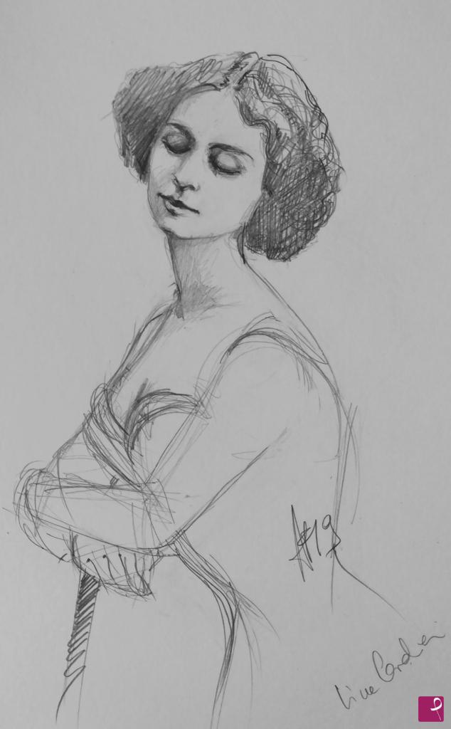 quadri in vendita online - Lina Cavalieri sketch portrait