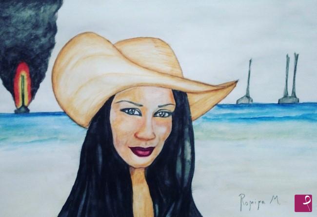quadri in vendita online - L'inconsapevole donna col cappello (Solitude) - 2018