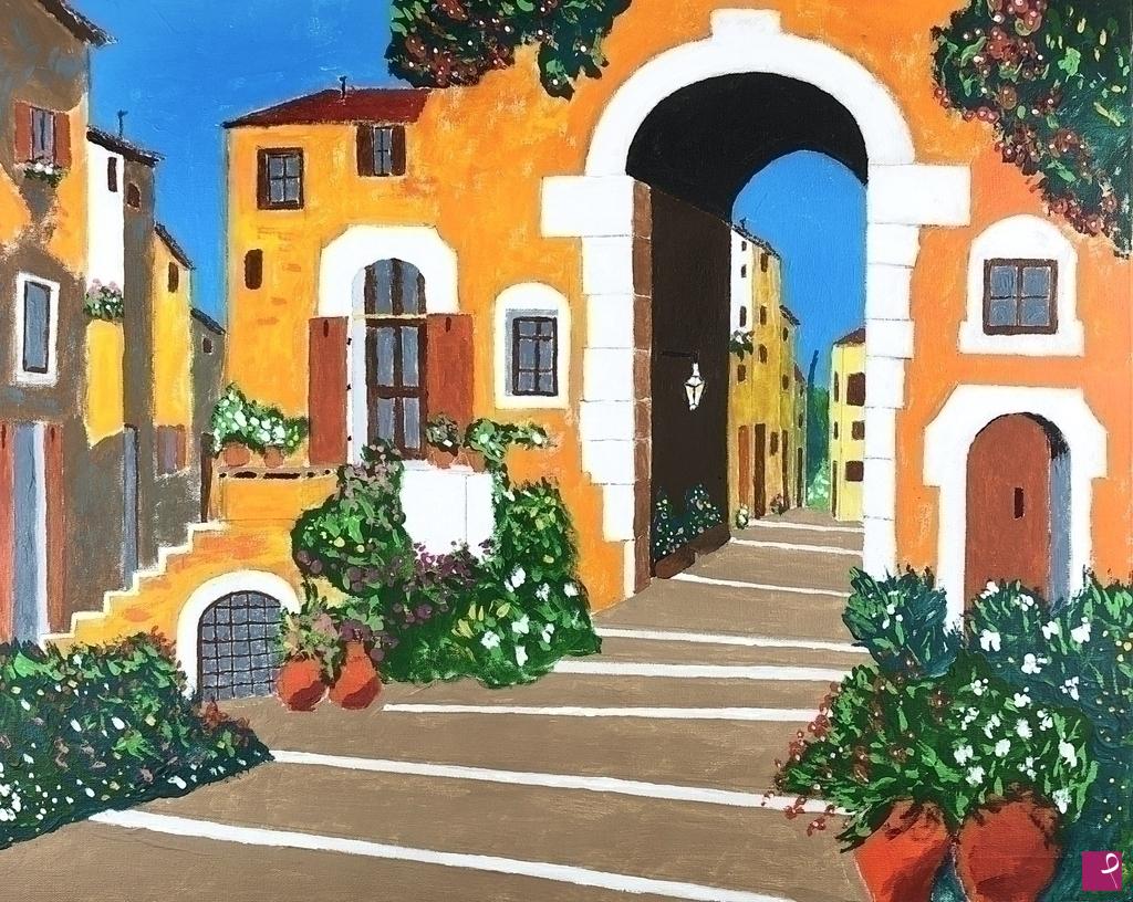 quadri in vendita online - L'INGRESSO DEL BORGO