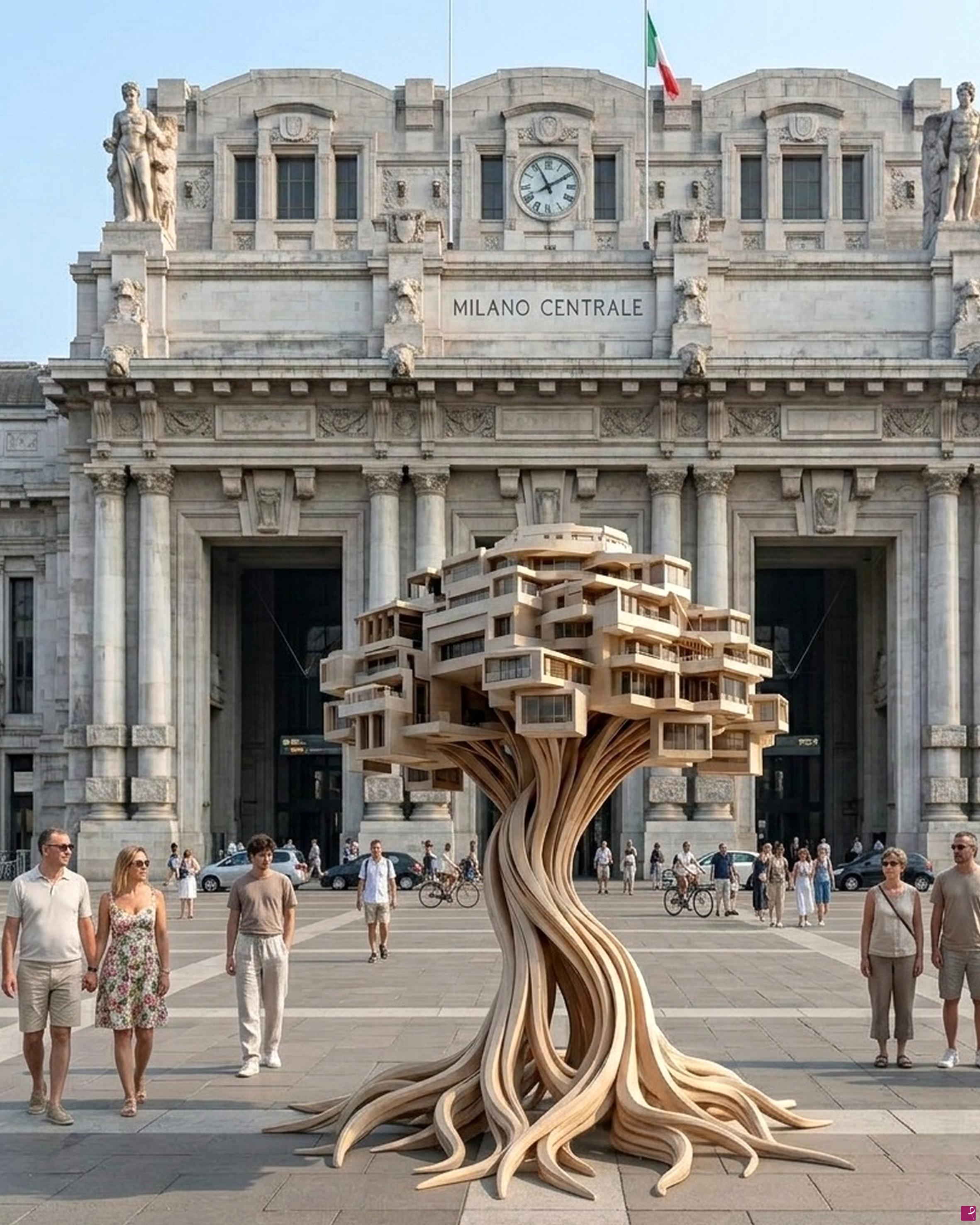 quadri in vendita online - L'Integrazione Urbana e il Dialogo Storico: Il Monumento Simbiotico di Van Kaemis