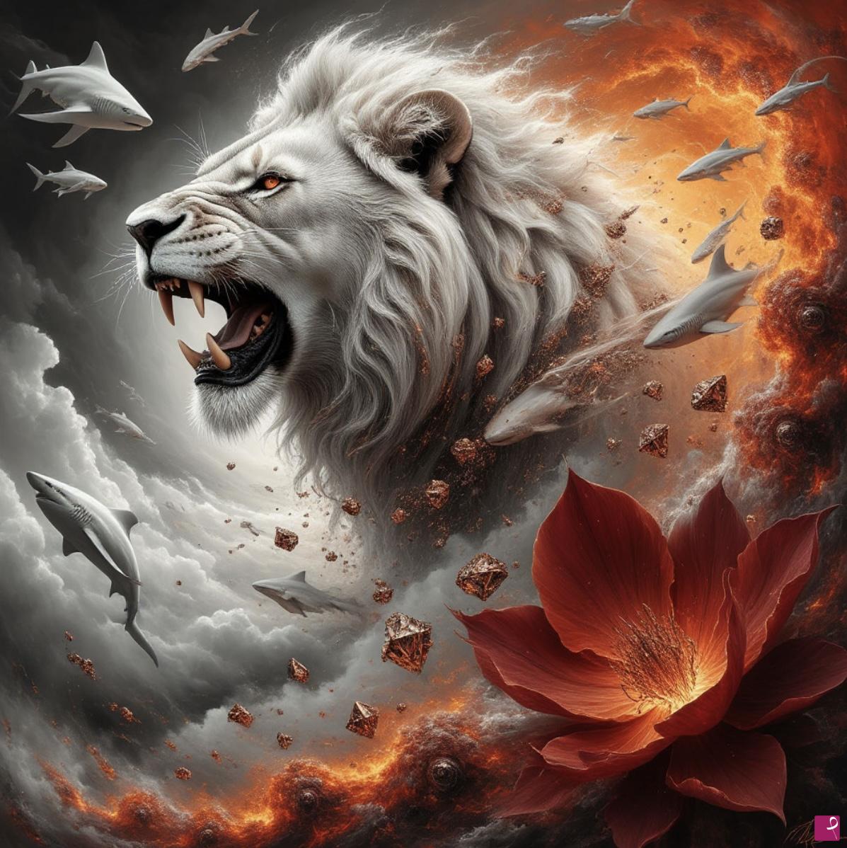 quadri in vendita online - Lion in sky