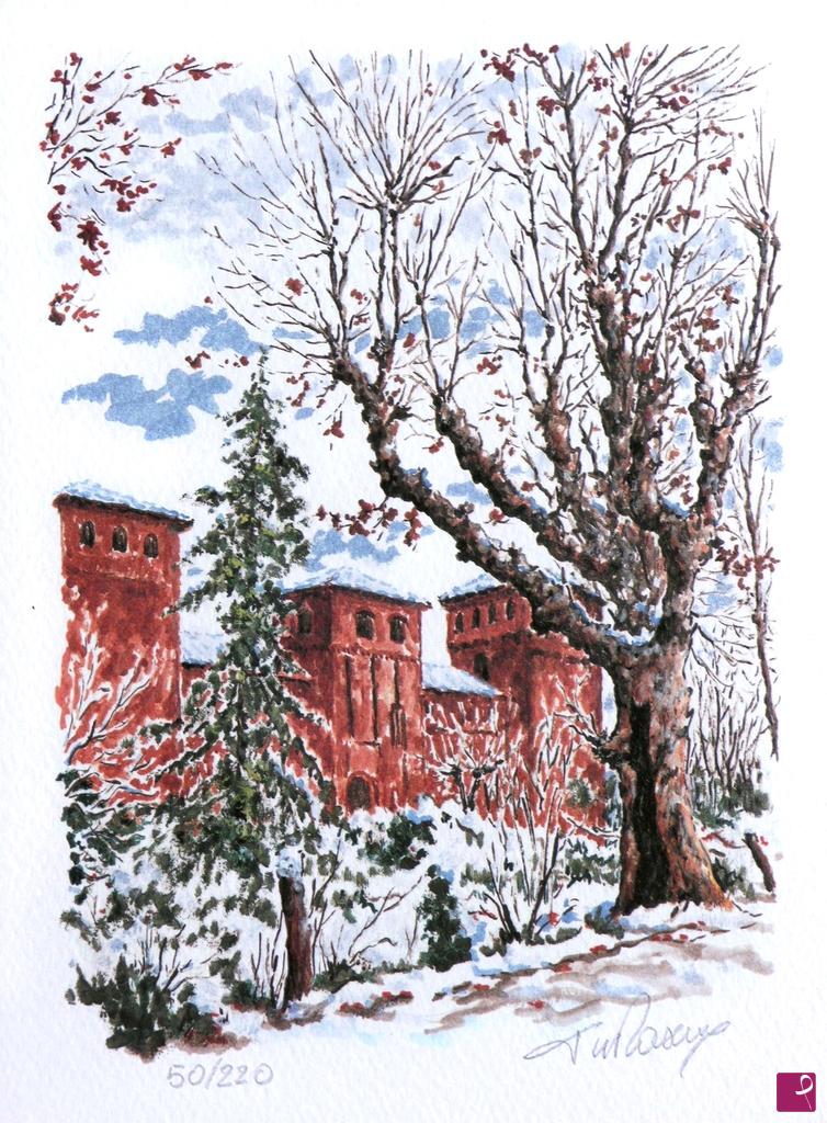 quadri in vendita online - Litografia N. 22 - Il castello sotto la neve