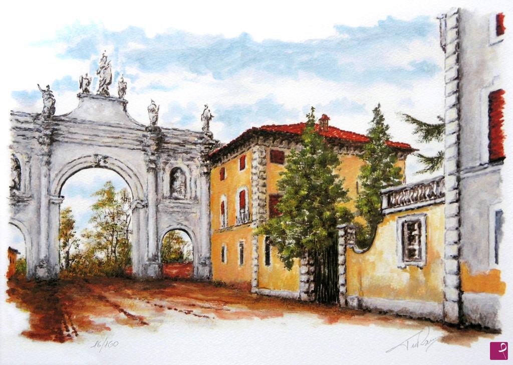 quadri in vendita online - Litografia N. 37 - L'arco di Cherasco