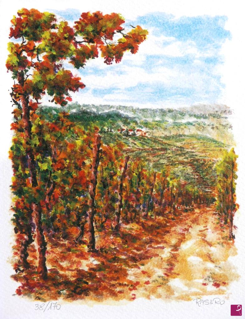 quadri in vendita online - Litografia N. 8 - Vigna d'autunno