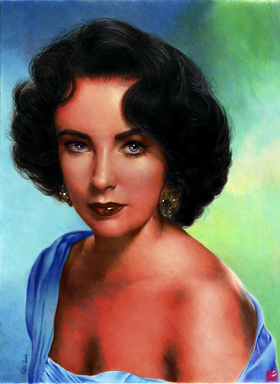quadri in vendita online - Liz Taylor In Blu