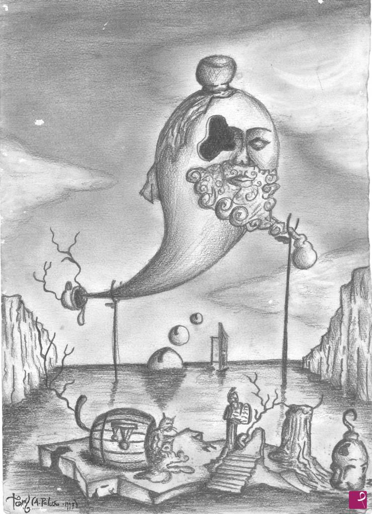 quadri in vendita online - L'ndispensabilità della cattiva sorte (immagine ambivalente del Crumbotto) (studio per quadro, 1997)
