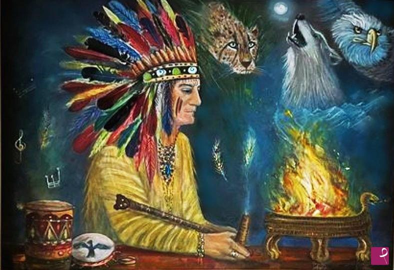 quadri in vendita online - Lo  sciamano,totem rapè,rituali