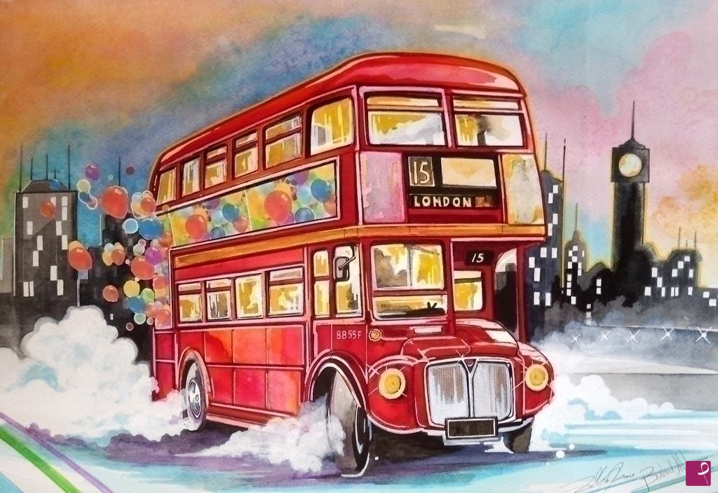 quadri in vendita online - LONDON BUS - POP ART 1960