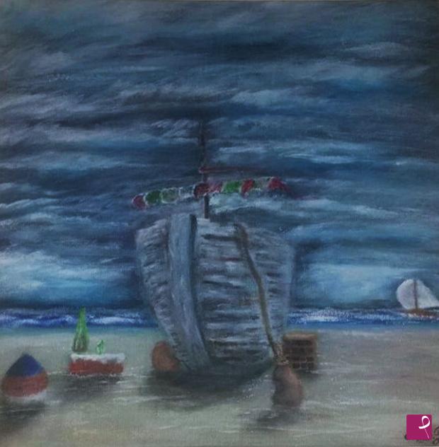 quadri in vendita online - lonely boat