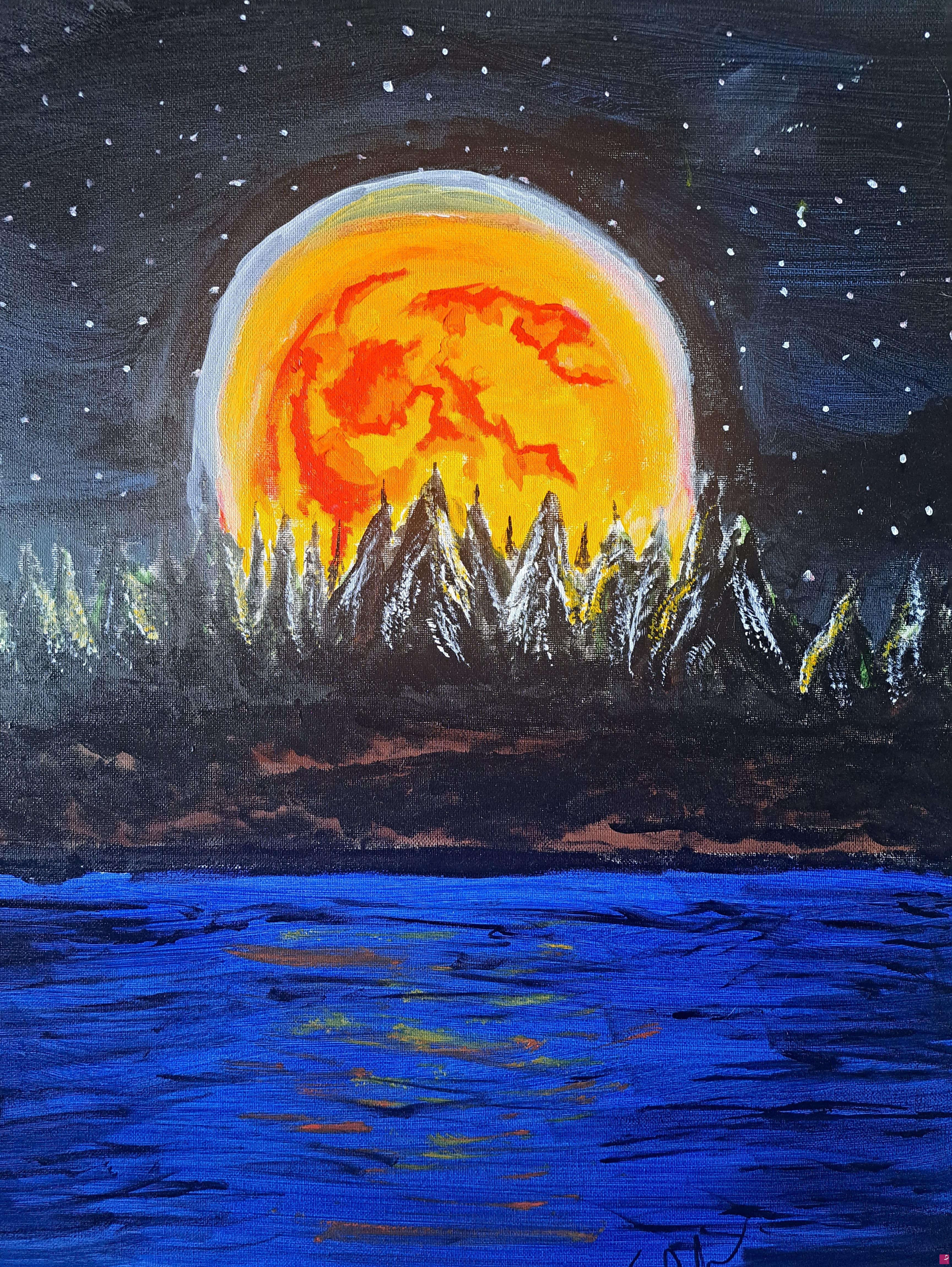 quadri in vendita online - "Looking at the moon"