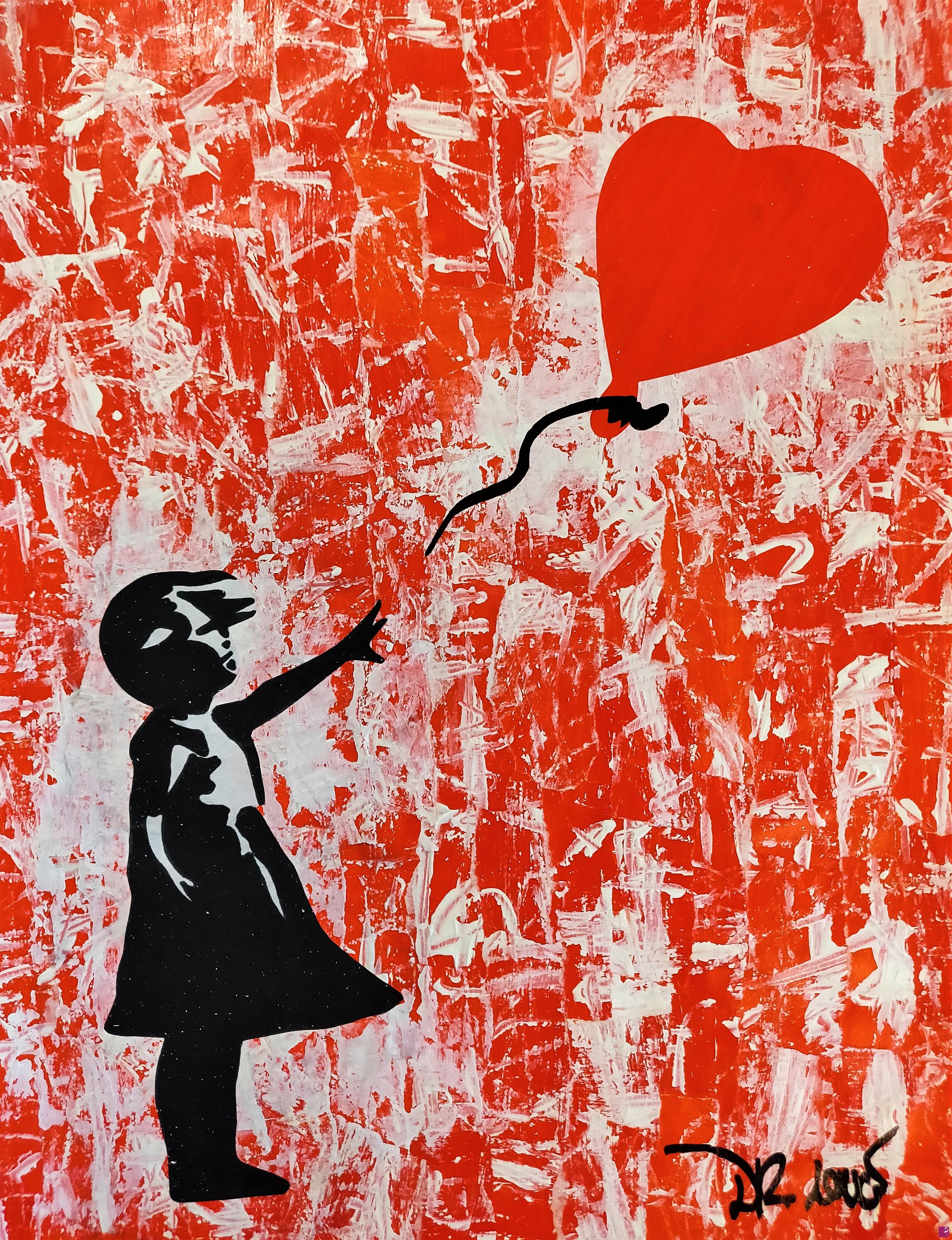 quadri in vendita online - Love and Hope Red (a tribute to Banksy)