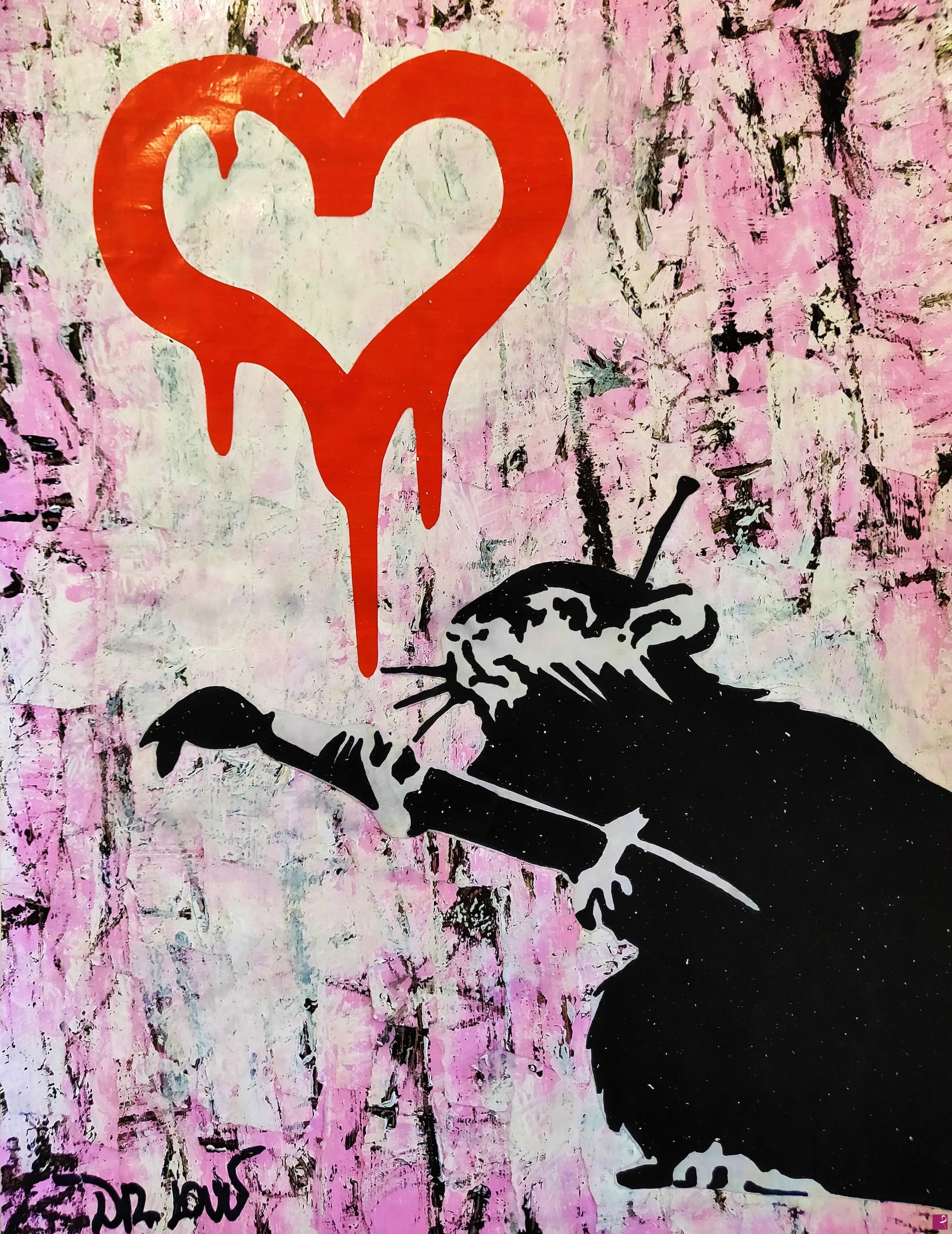 quadri in vendita online - Love rat (a tribute to Banksy)