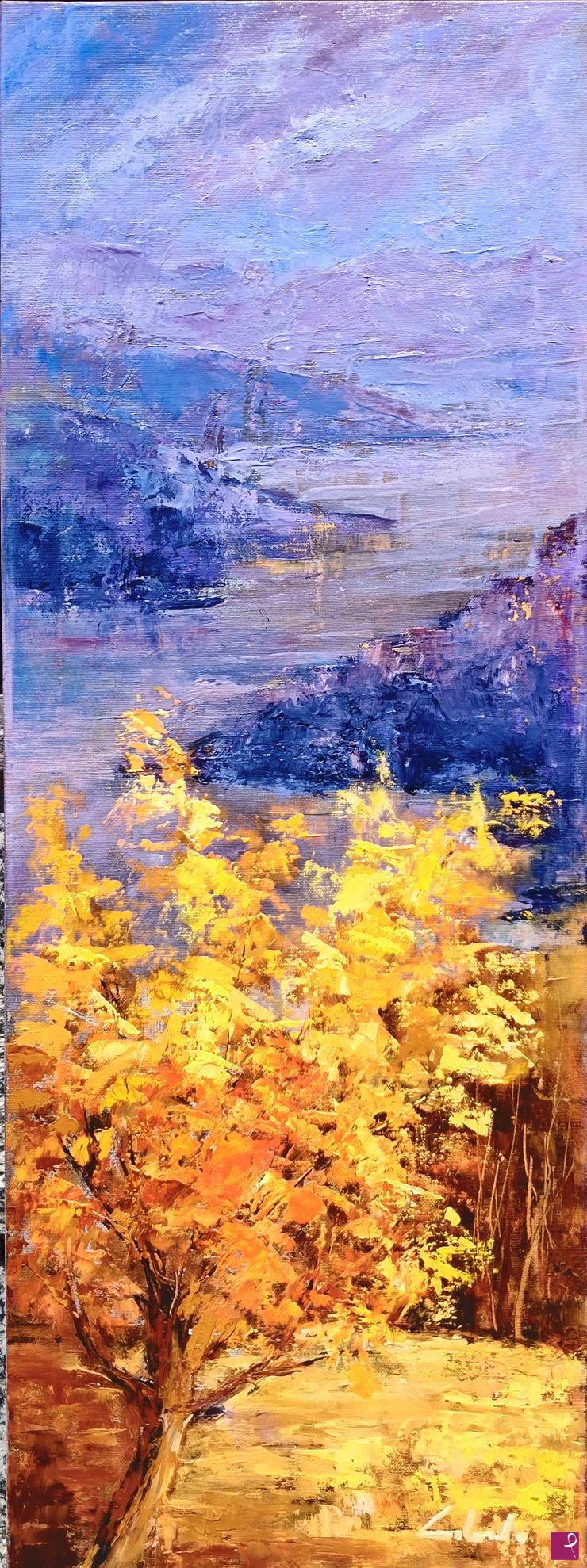 quadri in vendita online - Luce d'autunno sul melanconico lago - lago di Como