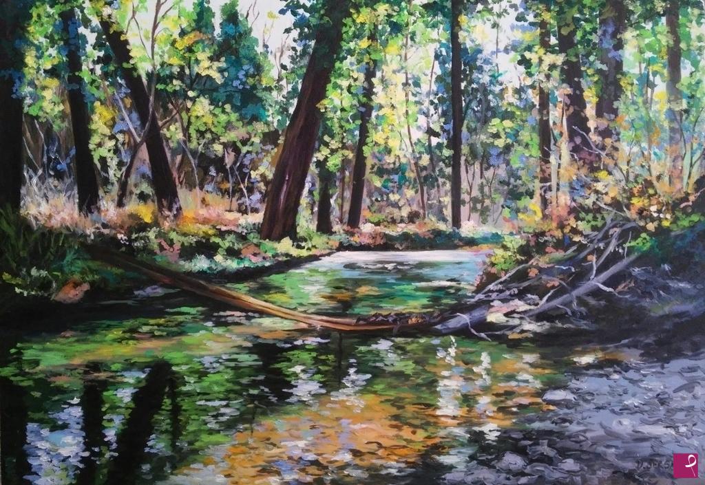 quadri in vendita online - Luce pomeridiana sul fiume Taro