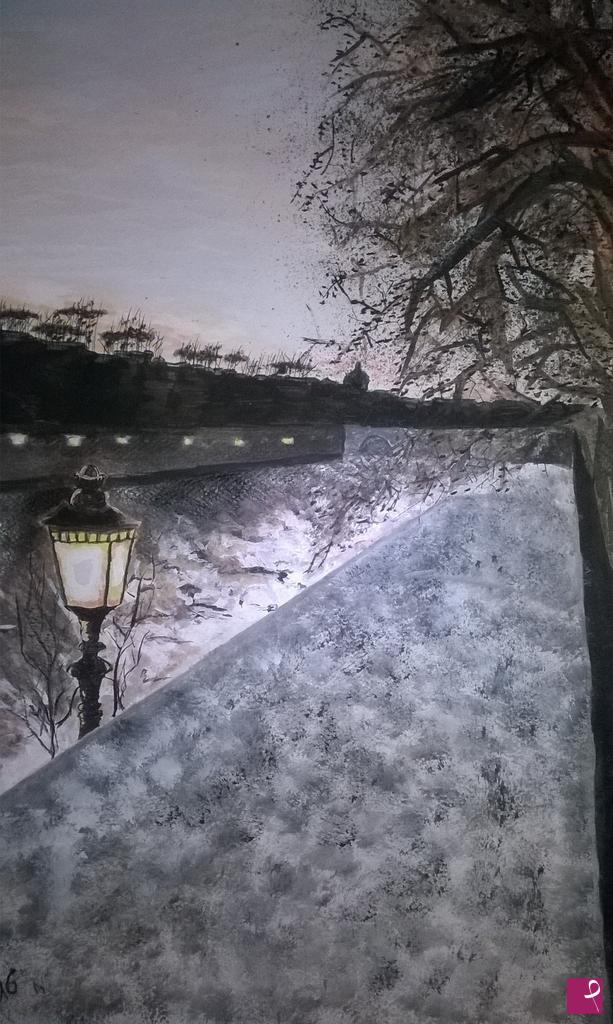 quadri in vendita online - Luci sul Tevere