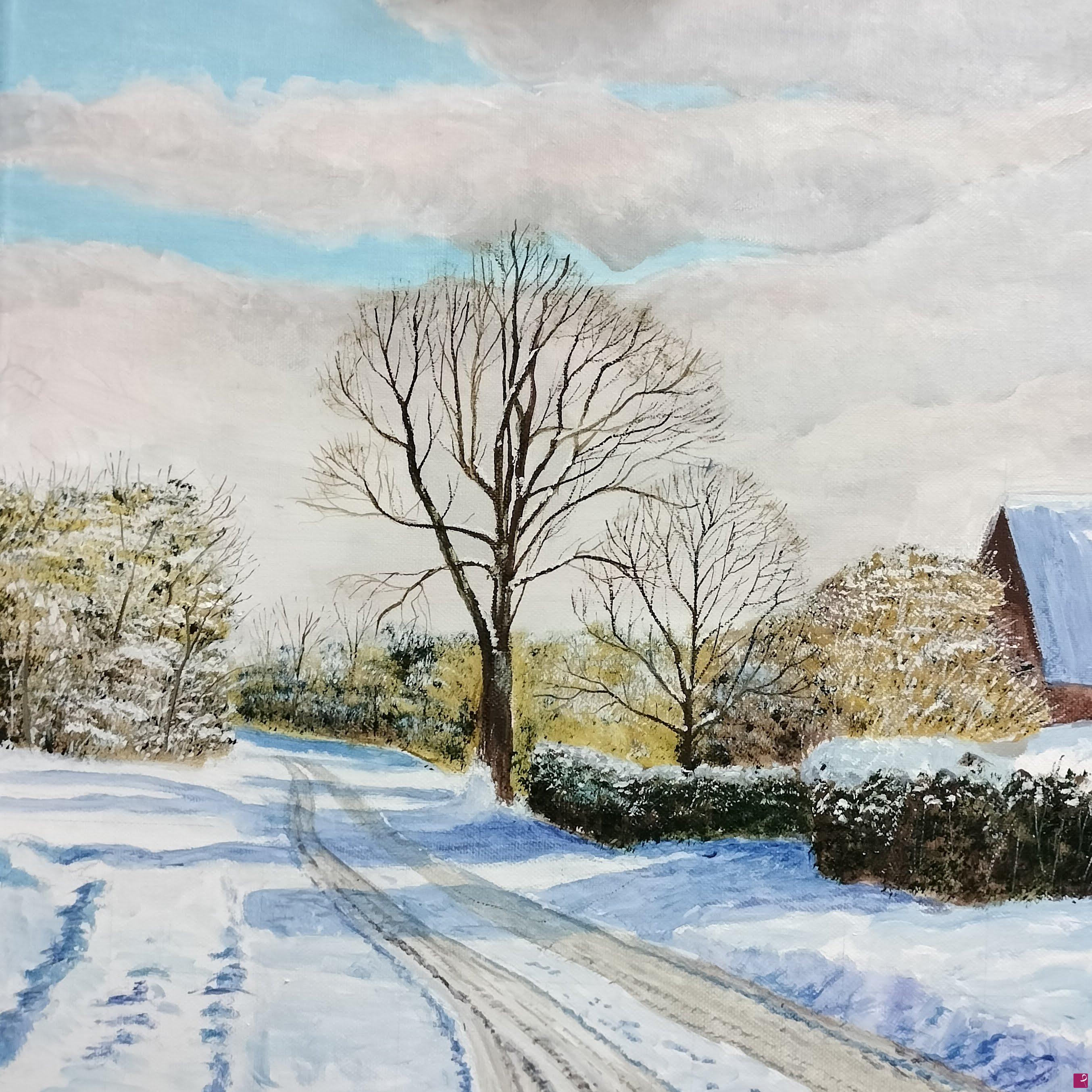 quadri in vendita online - Luci sulla neve