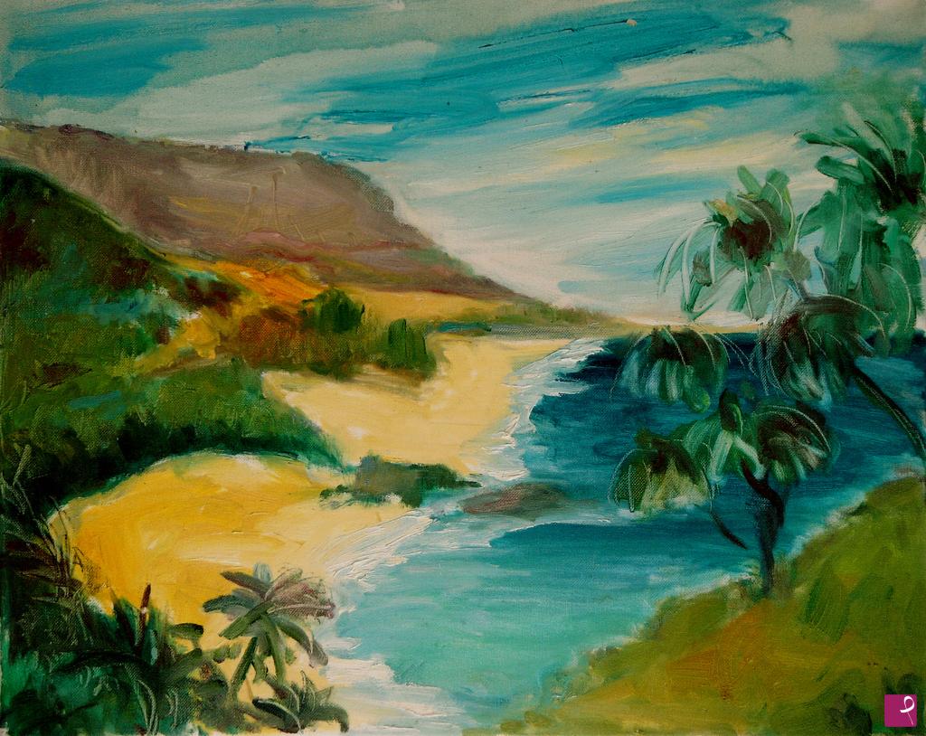 quadri in vendita online - Lumahai Beach a Kauai (Hawaii) 