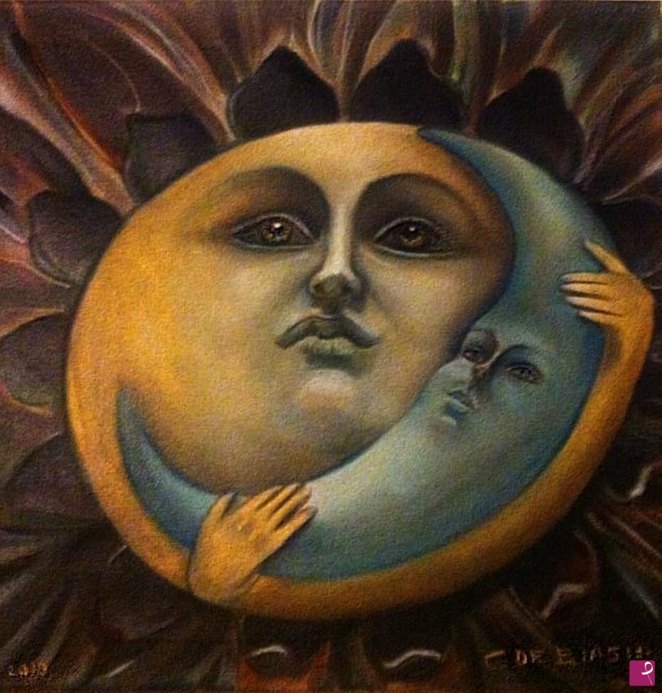 quadri in vendita online - Luna  e  Sole  innamorati