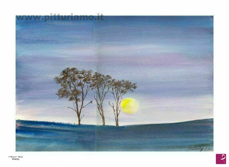 quadri in vendita online - luna  e tre alberi