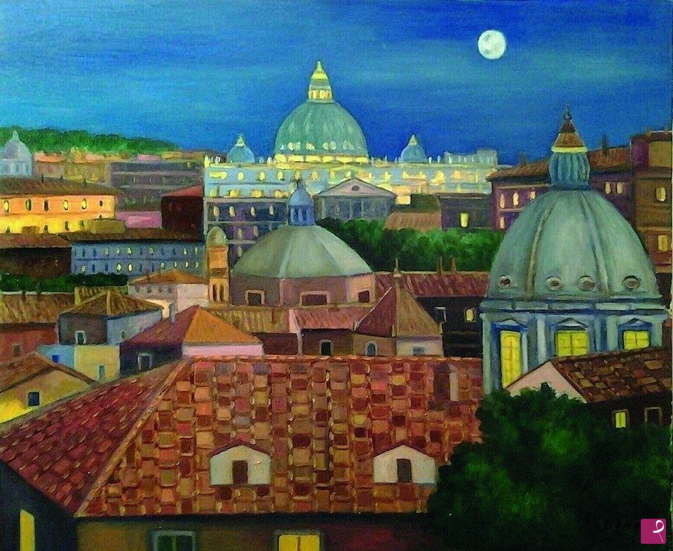 quadri in vendita online - Luna piena a San Pietro