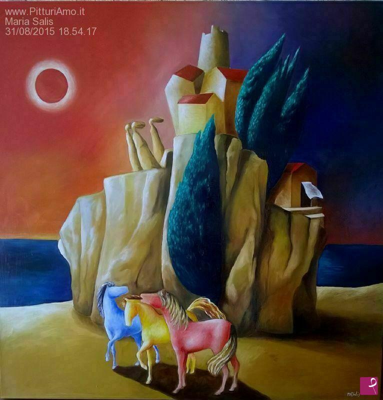 quadri in vendita online - Luna Rossa...arribu de sa luna druci.