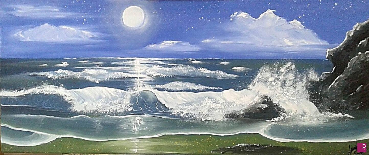 quadri in vendita online - Luna sul Mare