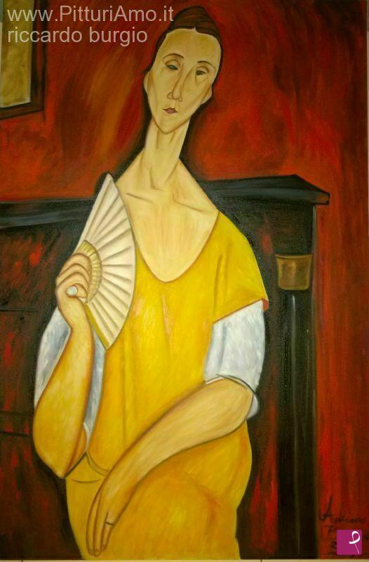 quadri in vendita online - Lunia Czechowska Portrait of Woman with a Fan modigliani