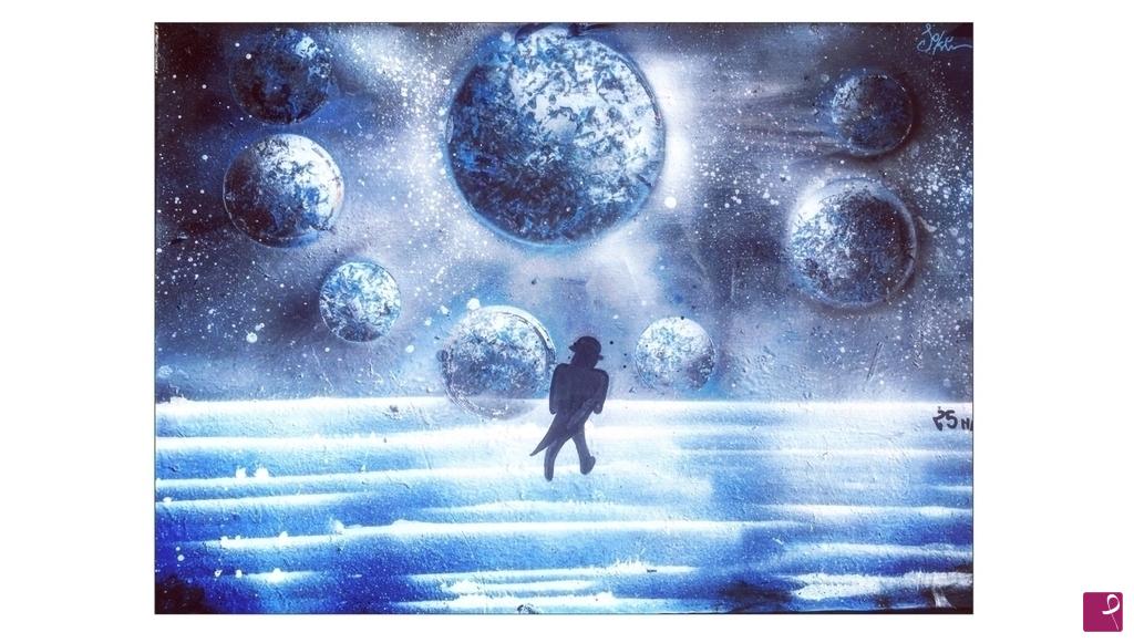 quadri in vendita online - L'uomo in mare verso le otto lune