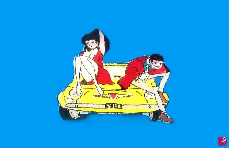 quadri in vendita online - Lupin e FUJIKO 500 gialla