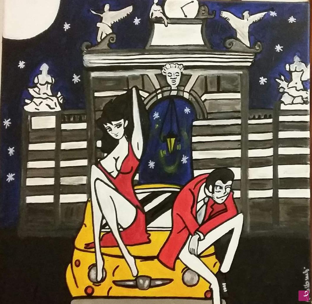 quadri in vendita online - "Lupin e Margot al Fortino" acrilico su tela 40x40 jpg