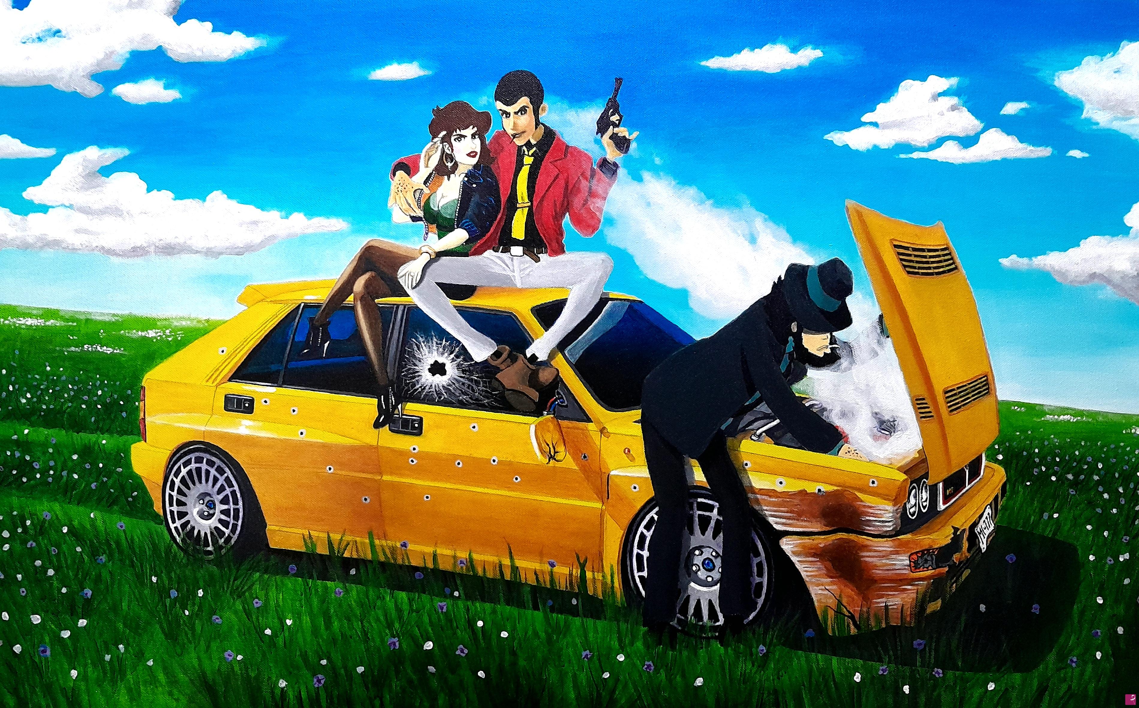 quadri in vendita online - "LUPIN III & LANCIA DELTA INTEGRALE EVO II"