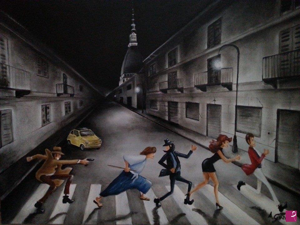 quadri in vendita online - lupin in fuga a Torino(versione 2)